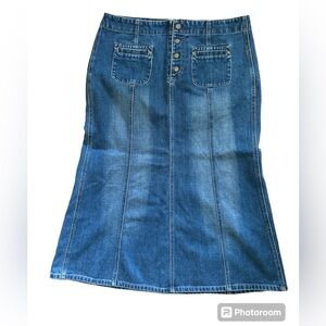 Vintage Y2K Gap Midi Denim Skirt Size:14